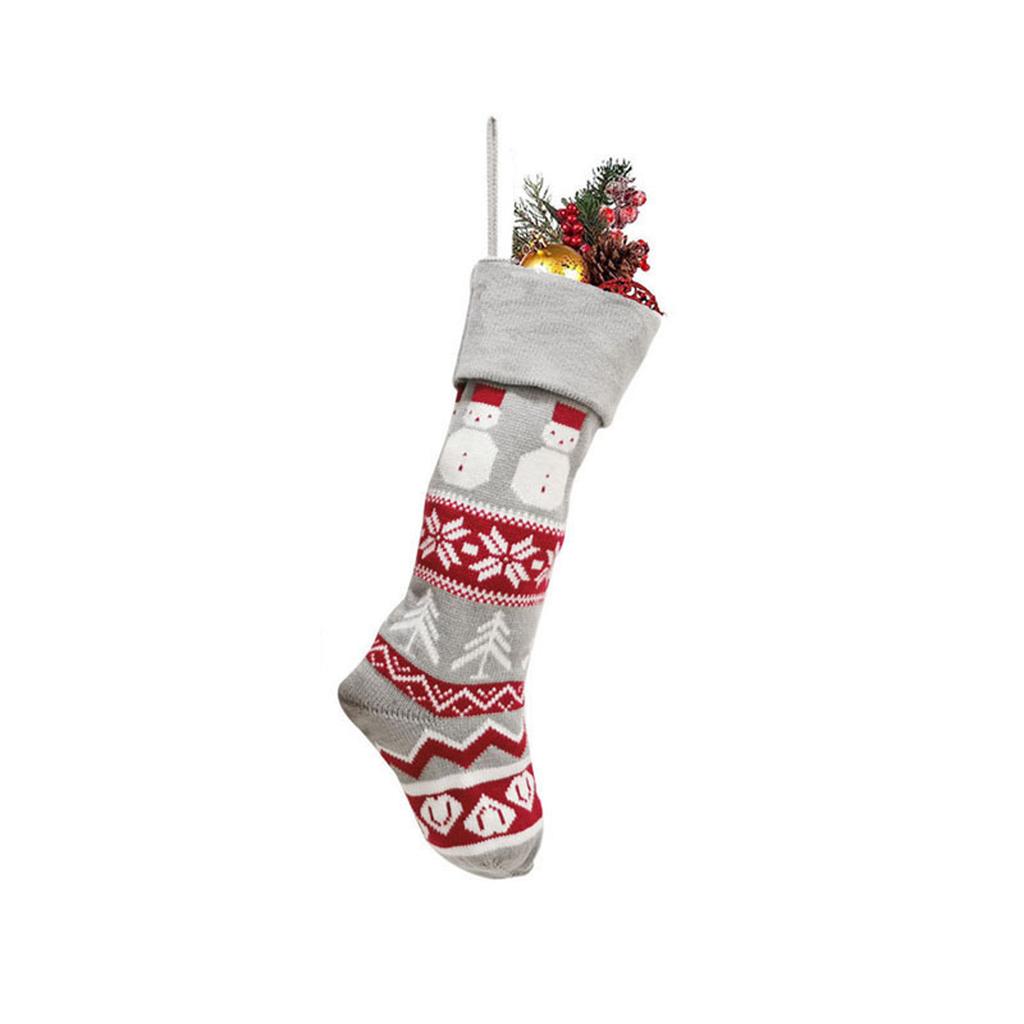 Christmas Decorations Wool Socks Red And Gray Elk Gift Bag Children's Gift Bag Knitted Christmas Socks