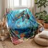 Underwater Sea Life 5 Theme blanket Lightweight Warm Flannel Blanket Decorative Throw Blanket for Home Decoration