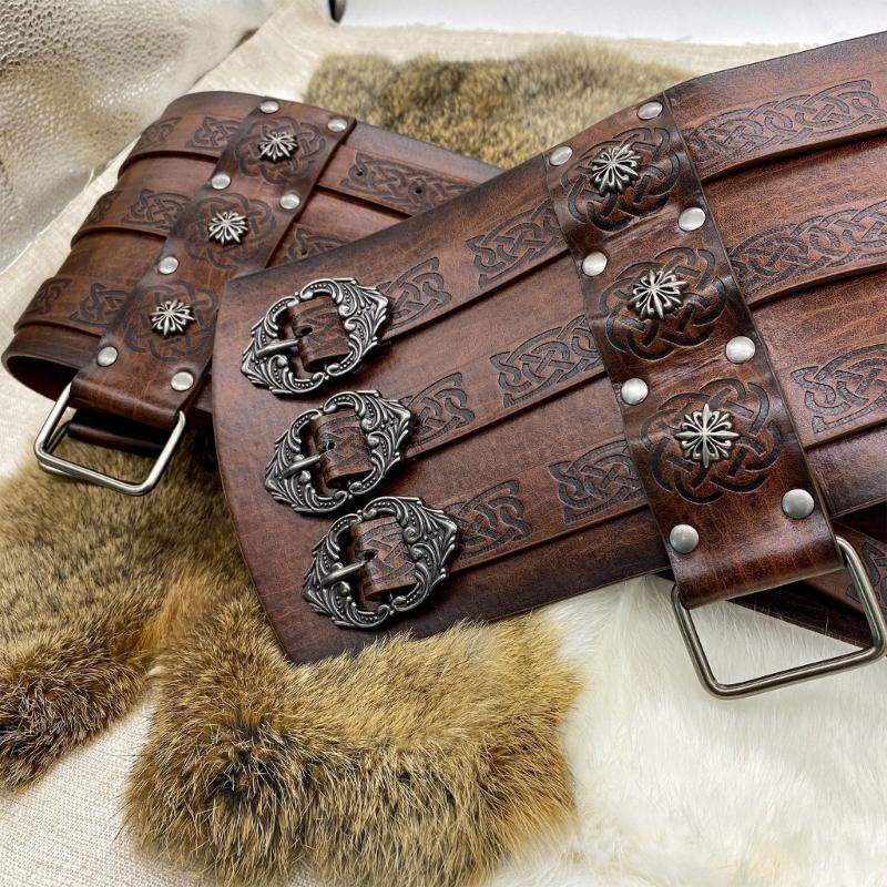 Viking Wide Belt Cosplay Knight Corsets Belt Renaissance Mens Medieval Belt Nordic Faux Leather Armors Belt Costume
