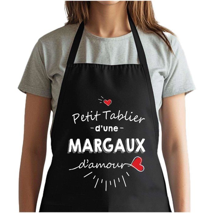Tablier de cuisine - Margaux d'amour - Noir - Motif breton - Coton résistant imprimé en France