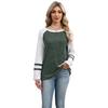 New Autumn and Winter Round-neck Off-the-shoulder Sleeve Knitted Top with Color-blocking and Patchwork Sweater