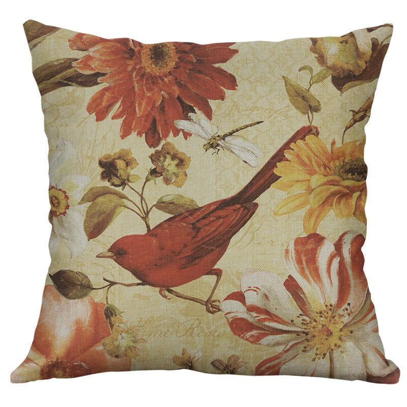 Premium Retro Flower Linen Pillow Case For Stylish Sofa Home Decor 18 Inches