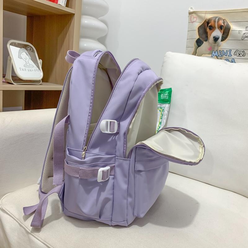 Ladies White Leisure College Backpack Trendy Women Nylon Laptop Book Bag Girl Cute Travel School Bag Fashion Female Cool Student
