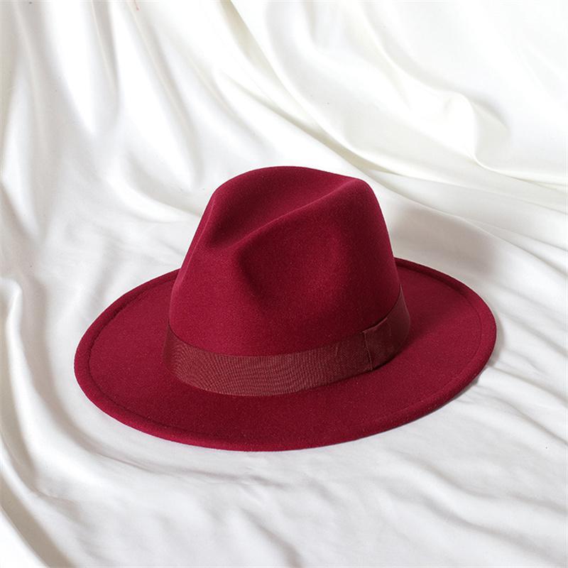 Skórzany Różowy Kapelusz Fedora z Szerokim Rondem Jazzowy Kapelusz Jesień/Zima Klasyczny Elegancki Kapelusz Panama Kapelusz Dżentelmena Sombrero