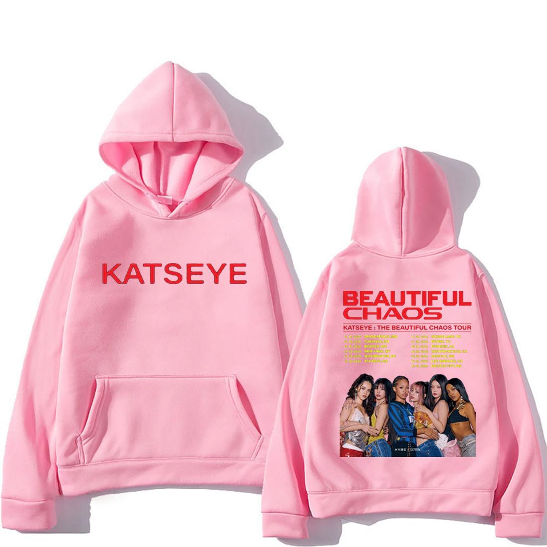 

KATSEYE : THE BEAUTIFUL CHAOS TOUR Fashion pop Hoodie Men Women s vintage clothes Fleece Long sleeve pullovers oversized hoodies M