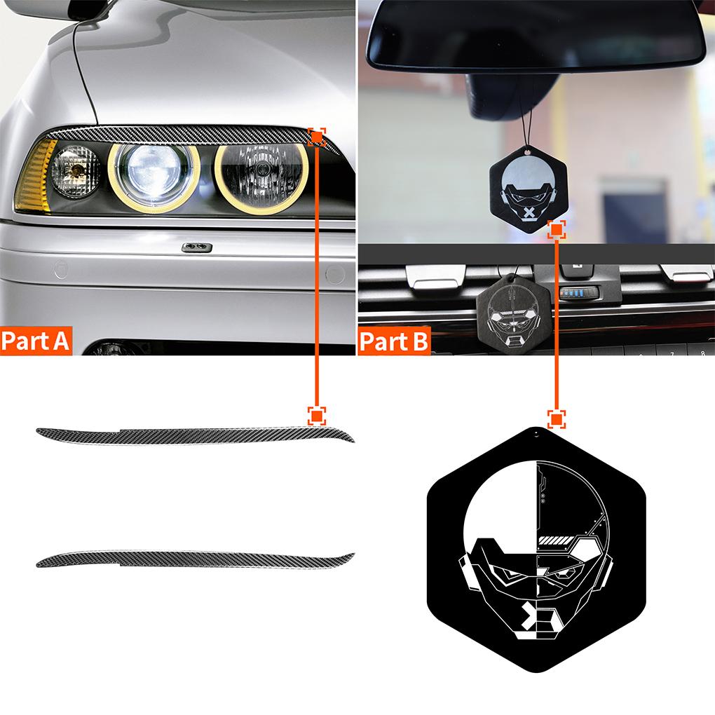 2 Stück Aufkleber Kohlefaser Zierleiste Scheinwerferabdeckung Karosseriedekor Zubehör Modifizierte Augenbrauen Personalisierte Teile Augenlid