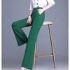 Simplicity Office Lady Summer Pants Women Solid Color Elastic Waist Pockets High Waist Fashion Slim Straight Casual Flare Pants