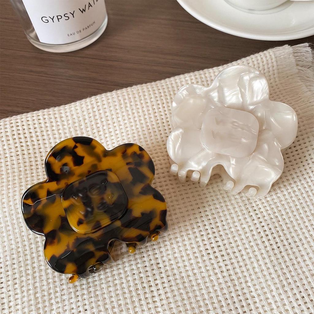 Korean Style Large Acetate Flower Hair Clip - Letter Claw for Bun, Ponytail, or Back-of-Head Style