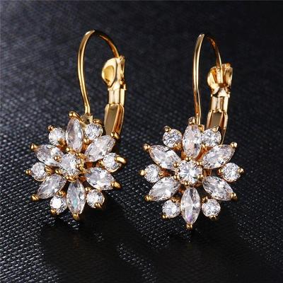 Latest 18k Gold Plated AAA Crystal Diamonds Earrings For Women & Girls