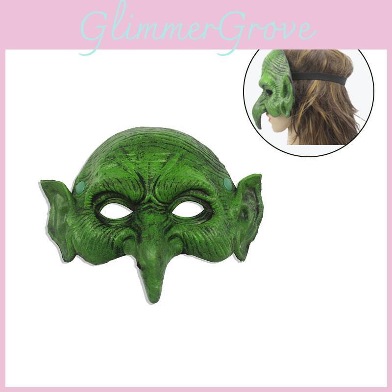 Green Witch Mask For Costume Parties Realistic Halloween Carnival Prop