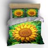 Sunflower Art Set Decoration Bedding Set with 1 Duvet Cover 2 Pillowcases Single Double King Queen, Gift