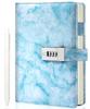 CAGIE Lockable Marble A5 Password Princess Blue Notebook, Finish, Refillable, Size, Cute, Lockable, Stylish, Secret, Nordic, Dreamy, Leather-like,