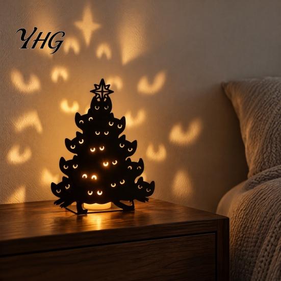 Minimalist PLA Candle Holder Halloween Cat Holder, 3D Printed Silhouette Tealight Spooky Christmas Table Decoration Tabletop Centerpiece Decor