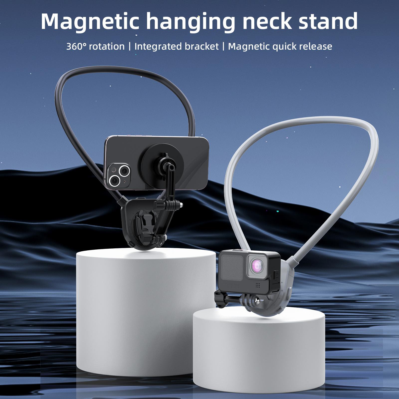 

FLW430 Magnetic Sports Camera Neck Mount Adjustable Hanging Neck Phone Holder Grey