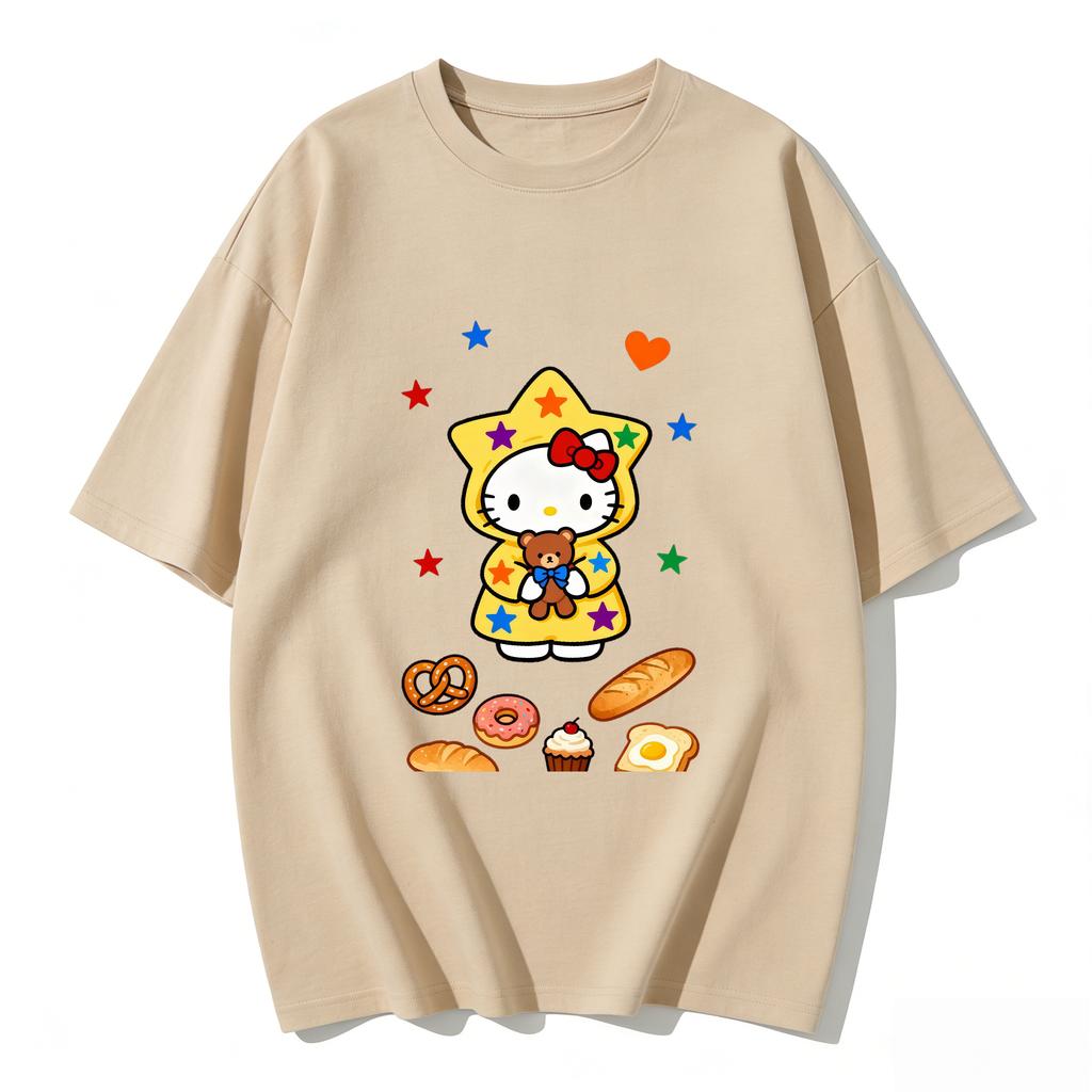 2026 Hello Kitty Tee soft cotton short sleeve crew neck cute print lightweight summer top for Women daily casual wear