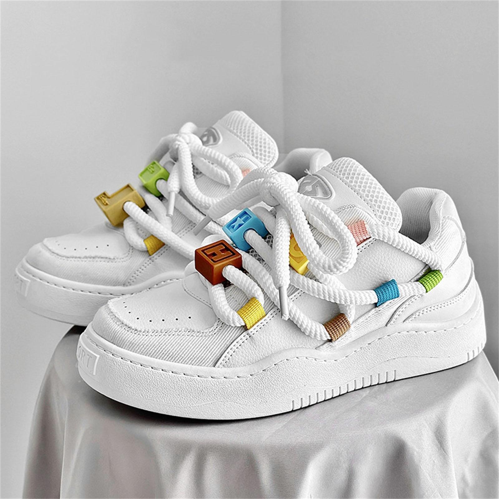 

Мужская модная новая универсальная повседневная нескользящая обувь для доски на толстой подошве 44 белый