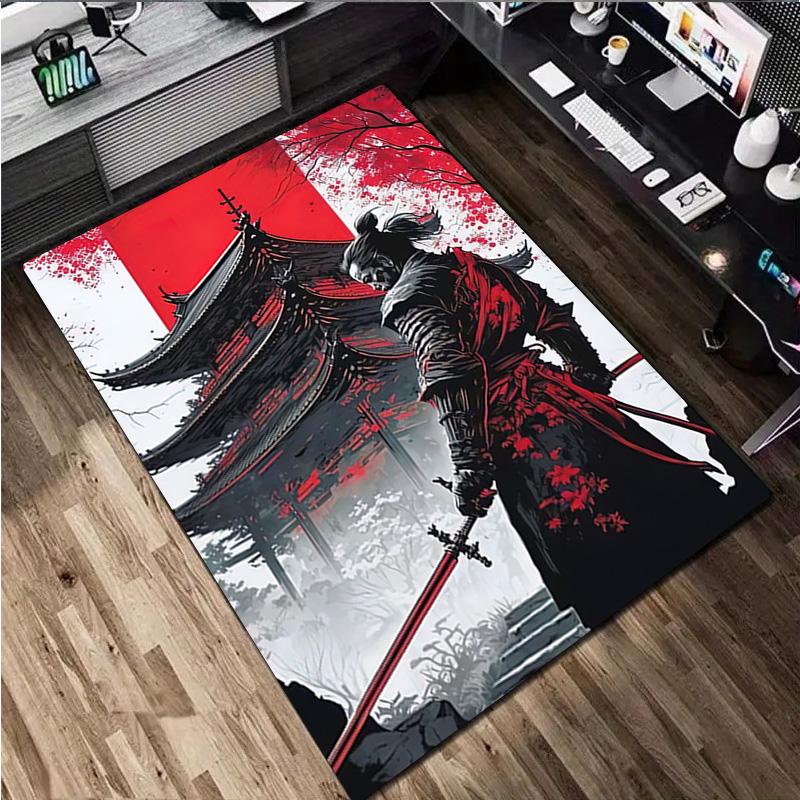 1Pc Samurai Print Rug - home decoration Carpet For Living Room Bedroom Flooring Computer Chair Area Rug