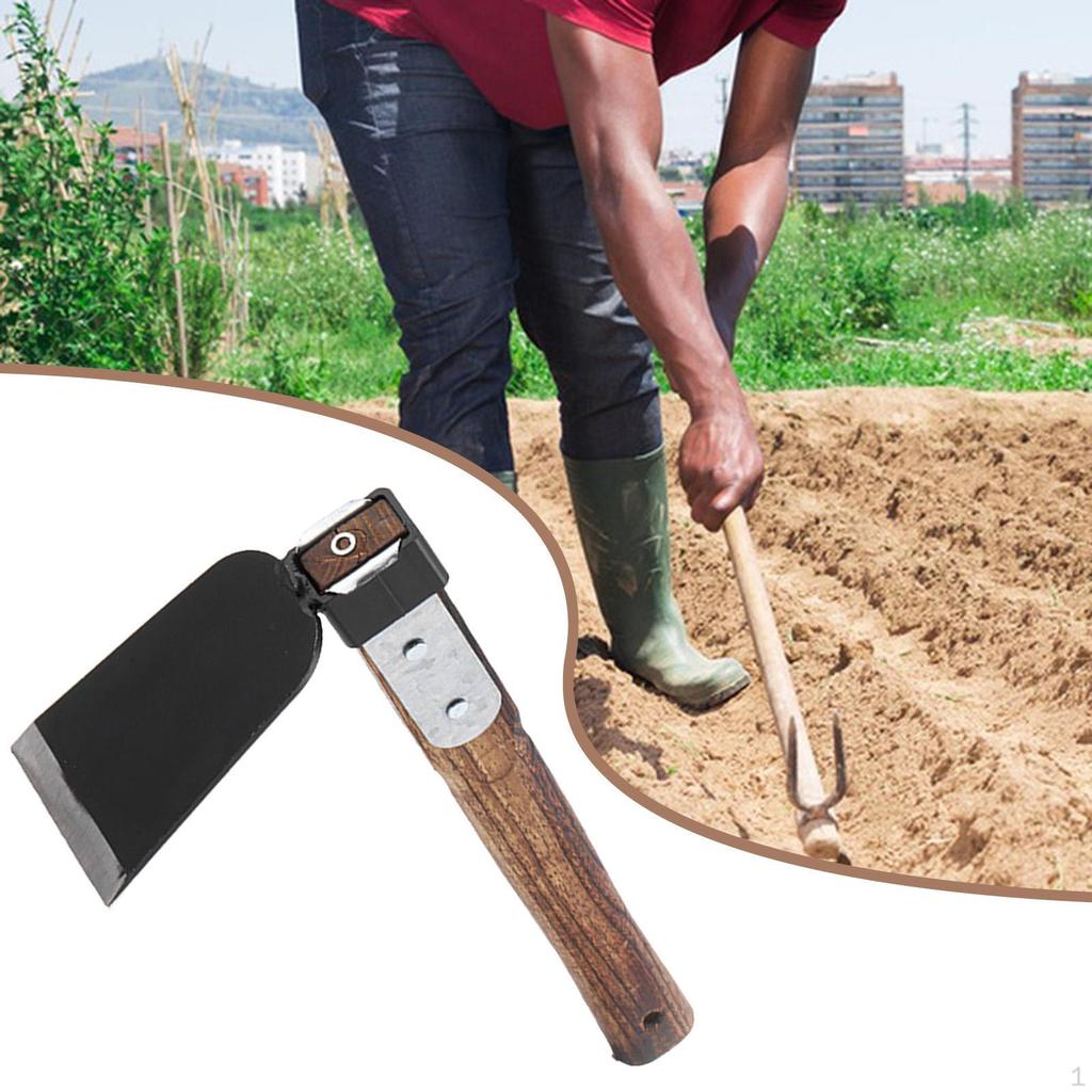 Garden Hoe Cultivator Sturdy Wood Handle Carbon Steel Tiller Tool for Loosening Soil Lawn