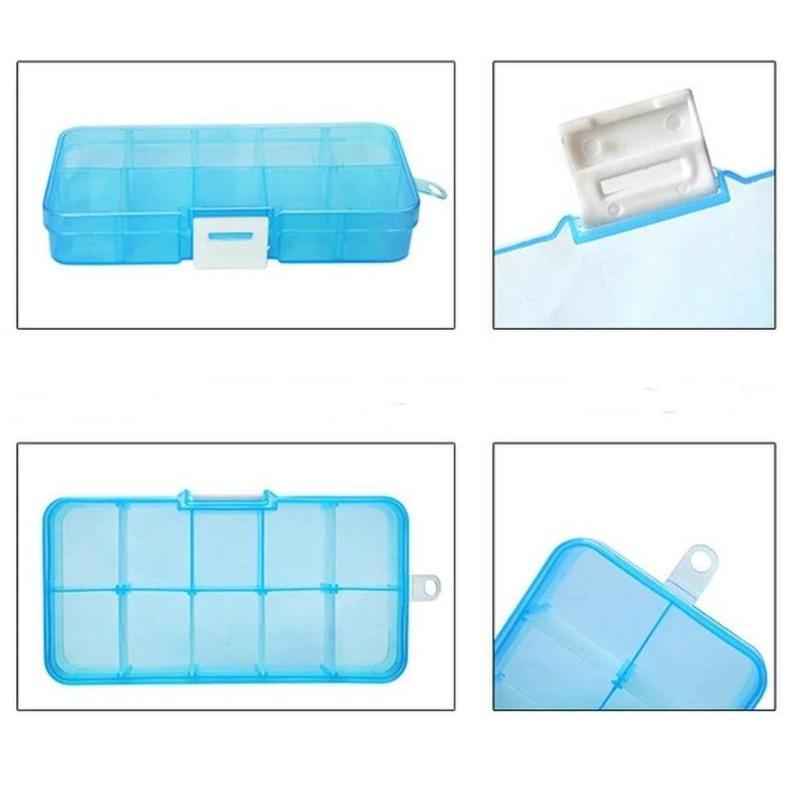 10Grid Can Split Transparent PP Plastic Storage Box Jewelry Small Components Hardware Tools Storage Organizer Closet Organizer