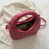 Unisex Stylish Quilted Crescent Handbag For Women In Soft Texture Available In Black White Pink Khaki Yellow