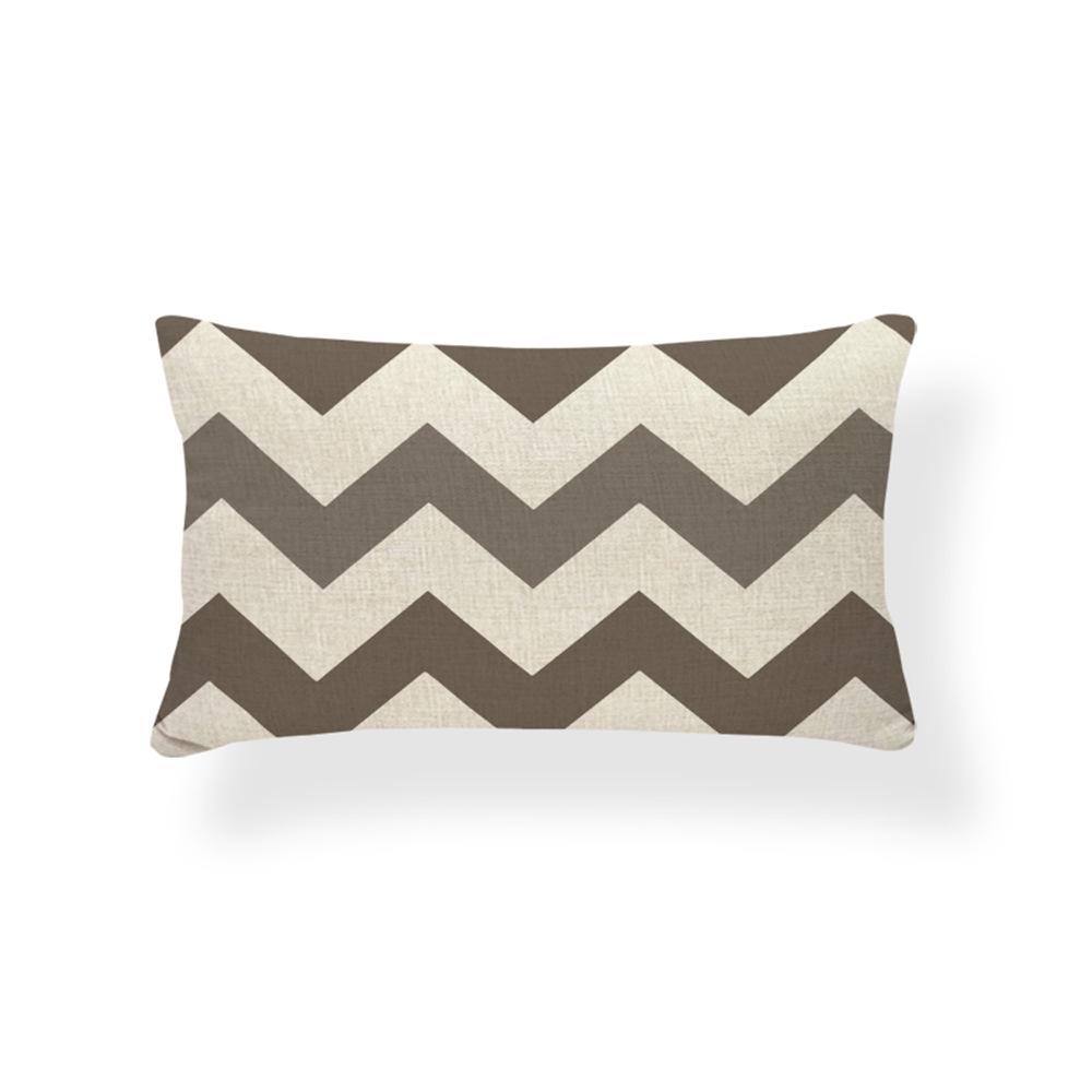 Geometrischer Leinen-Kissenbezug in Seeblau, Gelb, Schwarz und Weiß - Bauernhaus Wohnzimmer Sofa Dekor