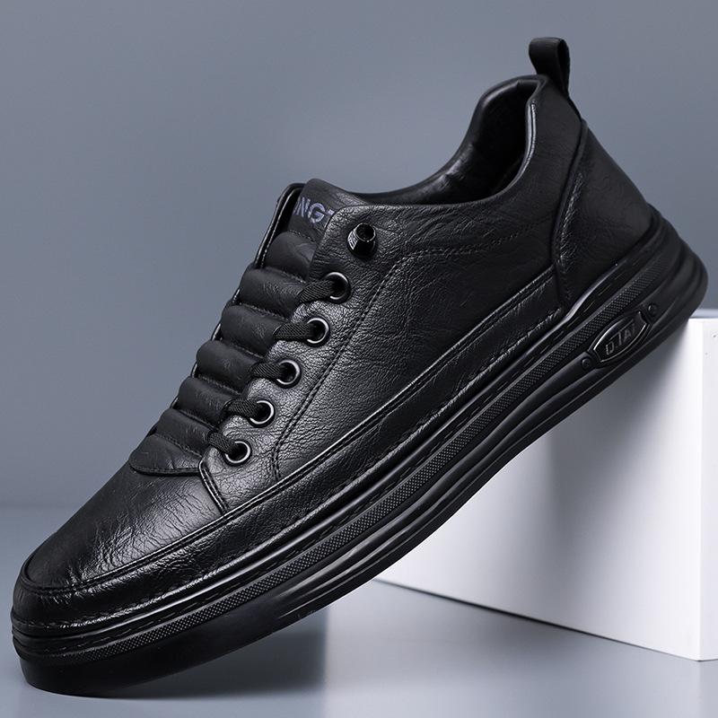 2025 Spring and Autumn New Men's Handmade Online Casual Leather Shoes Men's Youth Versatile Board Shoes Sleeve White Shoes 2603