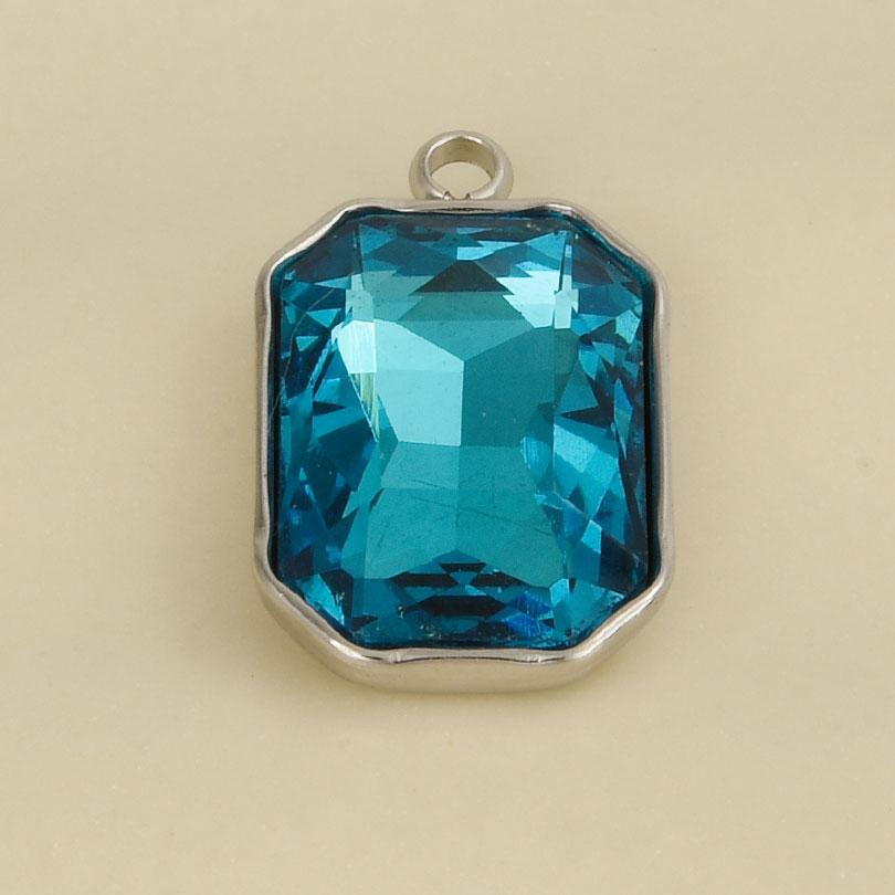 Rectangle Geometric Stainless Steel Pendants For Jewelry Making Supplies One Side Rhinestone Charm DIY Necklace Earrings Pendant