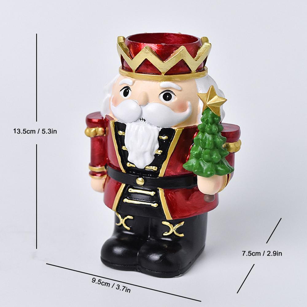 Christmas Candle Holder Resin Desktop Ornaments Nutcracker Candle Holder For Home Living Room Thanksgiving Mantel Household Dorm