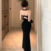 Summer new neck sling backless slim dress celebrity temperament sexy birthday party dress dress