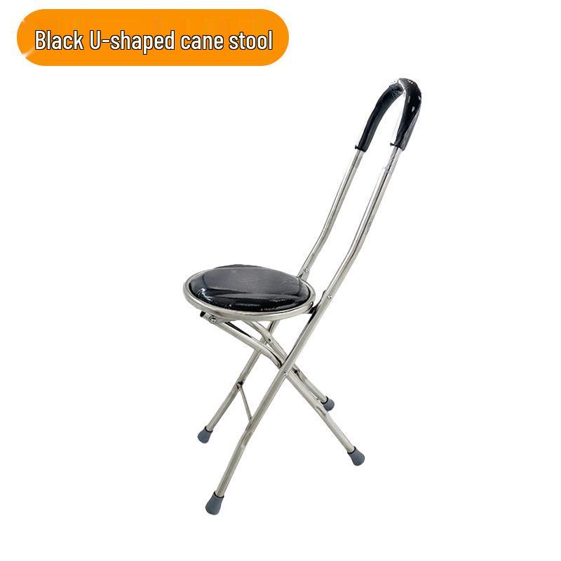 Faltbarer Dreibein-Gehstock mit Hocker für Outdoor-Reisen und Trekking