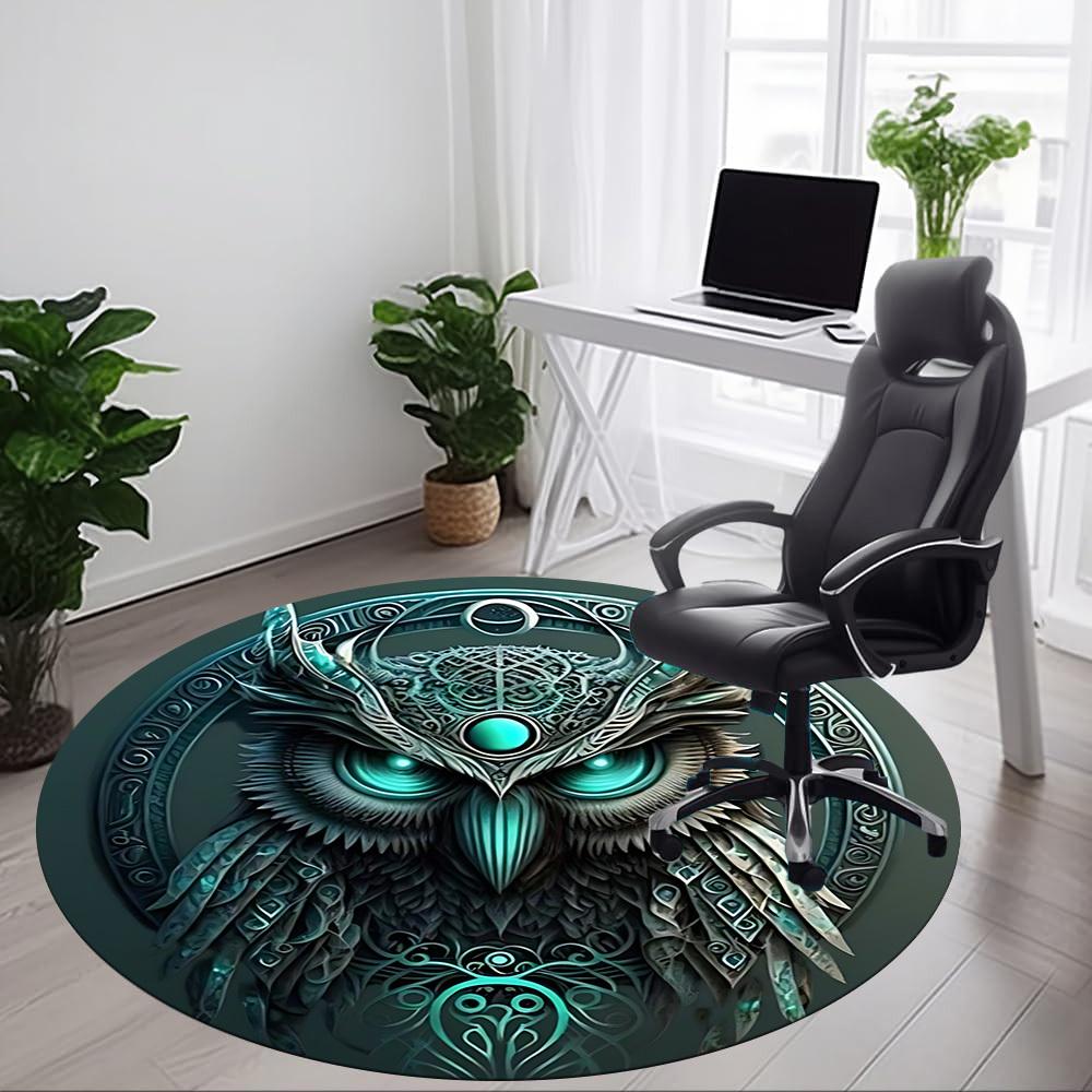 1pc Owl Fantasy Office Round Area Rug, Under Office Chairs Bedroom Living Room Home Decor, Room Deco, Available In Various Sizes