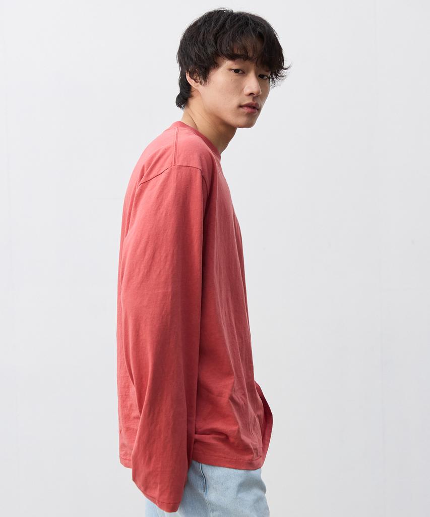 Peullabijeum Men Plain Relaxed Long Sleeve T-Shirt - Red