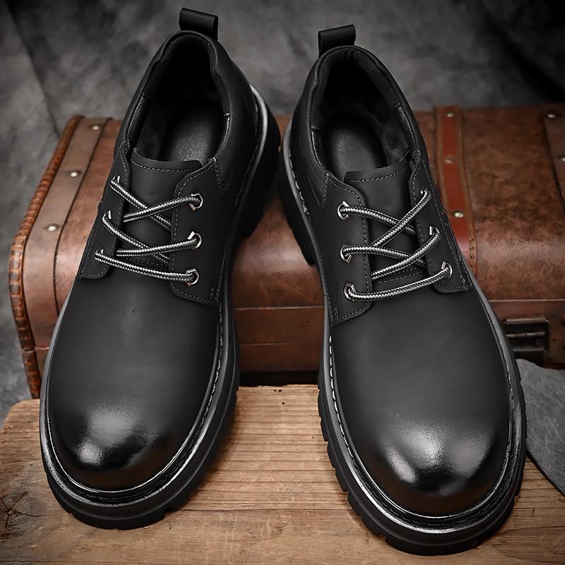 Men's Handmade Rubber Sole Non-slip Waterproof Casual Leather Shoes Men's Shoes Genuine Leather Casual Outdoor Work Shoes