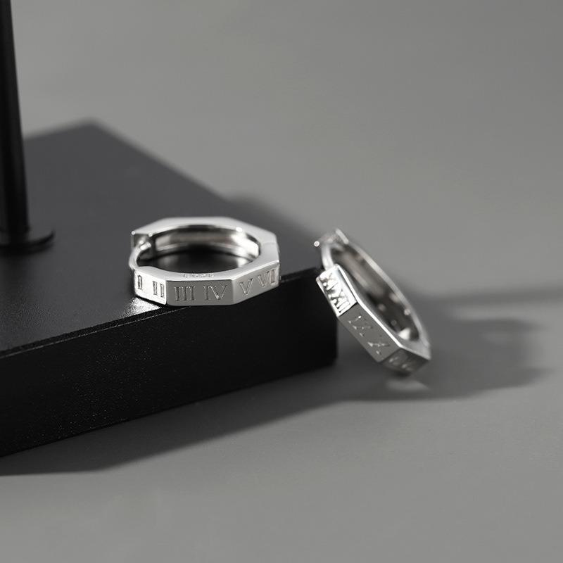 Men S Roman Numeral Stud Earrings Hip Hop Style Single Earring