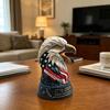 Bald Eagle Table Lamp, Patriotic American Eagle Head Bedside Lamp, Resin Bird Statue Night Light for Living Room, Bedroom, Memorial Day Home Decor