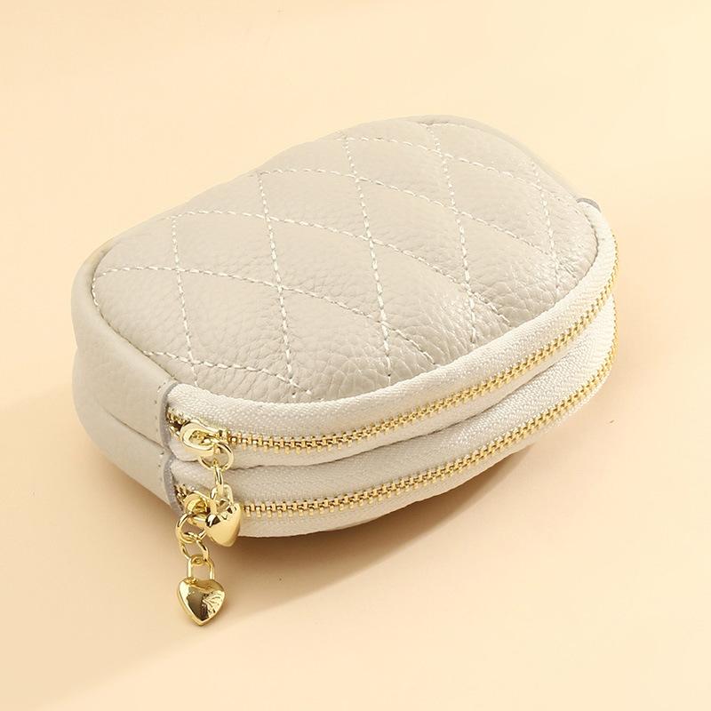 

Кошелек из натуральной коровьей кожи с двойной молнией по периметру, женский держатель для кредитных карт белый