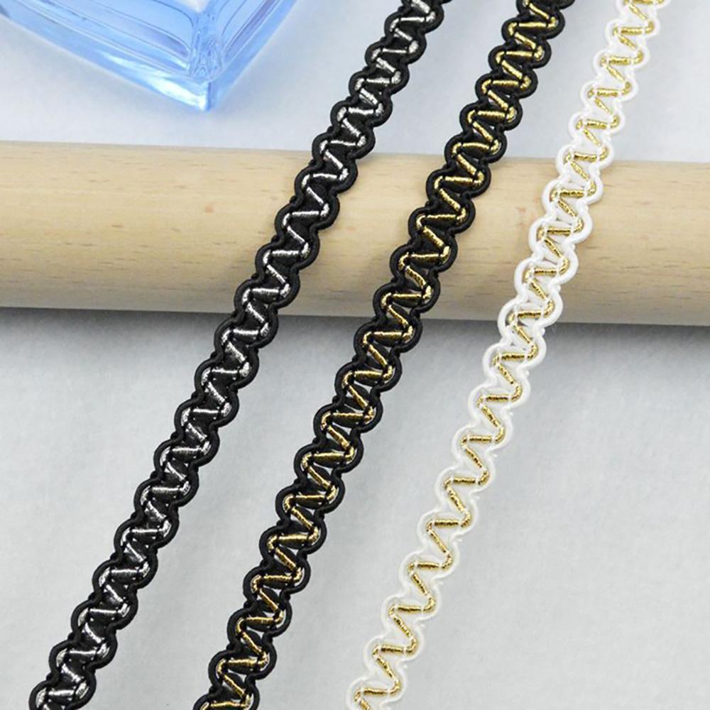 5m/16.4ft each pack white gold laces sewing trims curtain curve accessory handmade DIY craft flower for underwear bras dress gowns decoration
