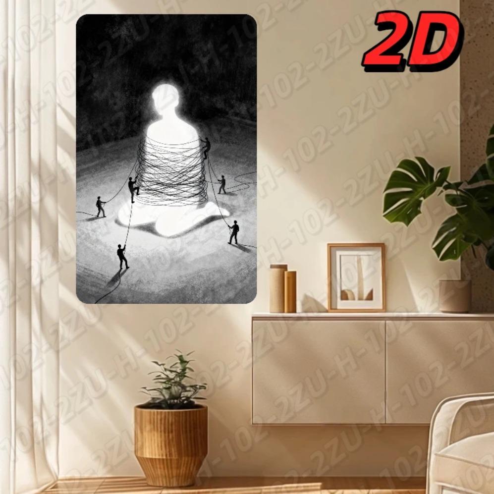 Brand Metal Wall Art, Modern Aluminum Rope Sculpture for Home Decor - Durable Monochrome Thought-Provoking Accent 20x30cm