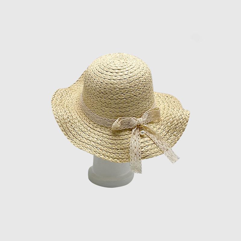 

Summer little girl big eaves sunshade straw hat female treasure summer princess beach sun protection sun fisherman children s hat bag S（48-50cm）