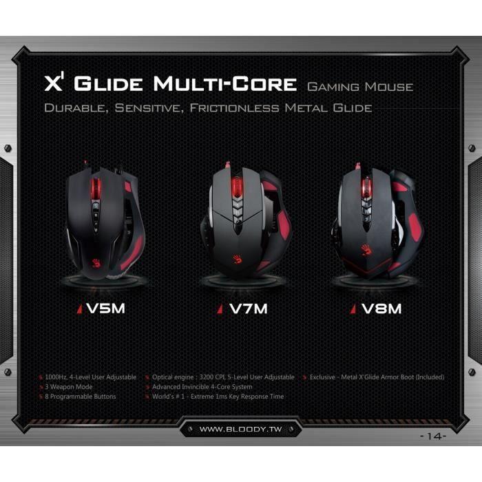 Souris laser USB Gamer A4tech bloody V7M - Noir - 7 Boutons - 3200 dpi