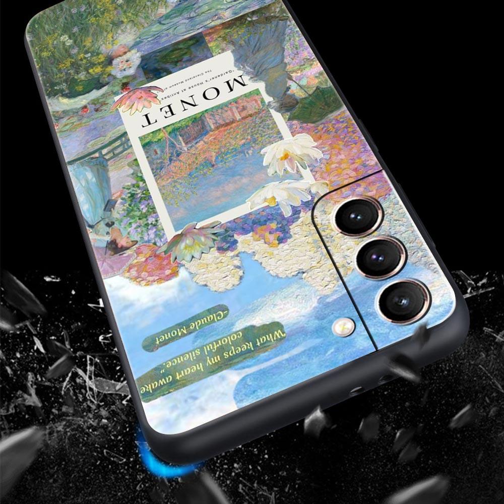 Claude Monet Art Phone Case For Samsung Galaxy S26 Ultra S25 Plus S24 FE S23 S22 5G S21 S20 Cover Black Soft