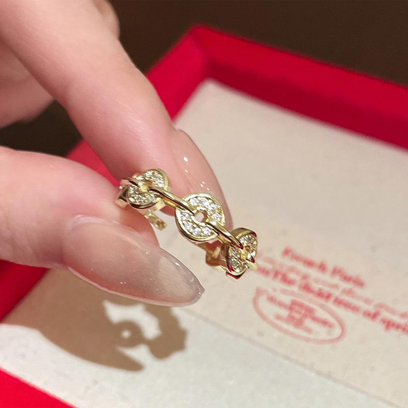 

ANENJERY Монеты циркон регулируемое кольцо для женщин мужчин уникальный нишевый дизайн счастливые модные ювелирные изделия подарки оптом adjustable золотой