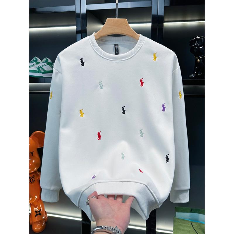 

European Autumn 2025 Men s Embroidered Round Neck Sweatshirt - Fashionable, Trendy, Versatile Casual Top L білий