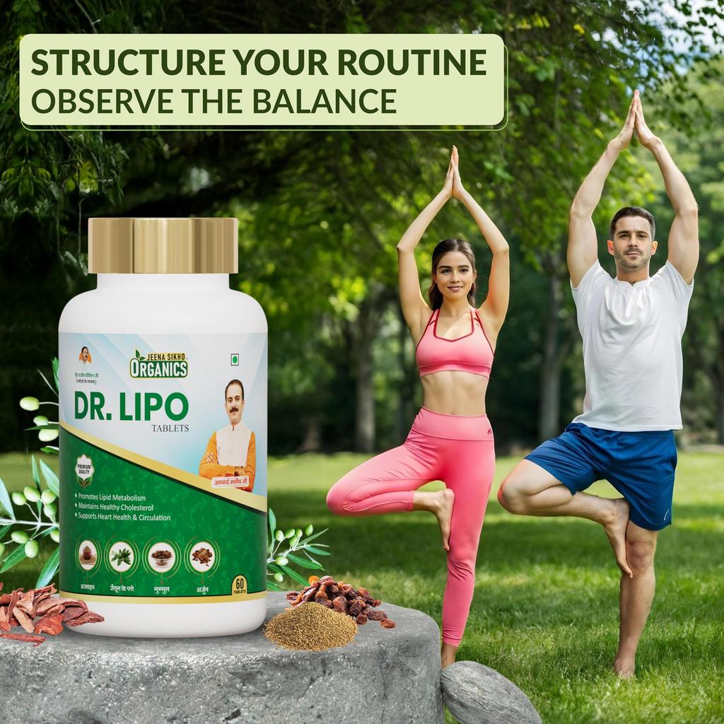 Jeena Sikho Organics Dr. Lipo Tablets | For Heart Health & Circulation | For Healthy Cholesterol | With Garlic, Guggal, Ajwain, Arjun Bark, Olive