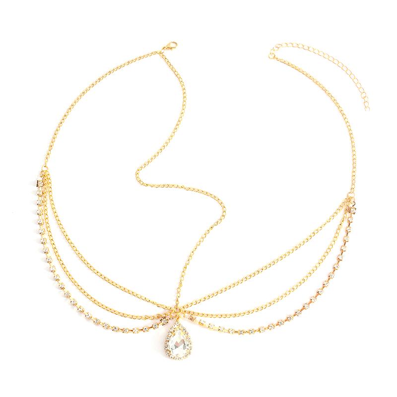 Handgefertigtes Süßes Hochzeitskopfstück Kristall Braut-Kopfkette Diadem Haarschmuck für Damen Strass Stirn-Haarband Zubehör