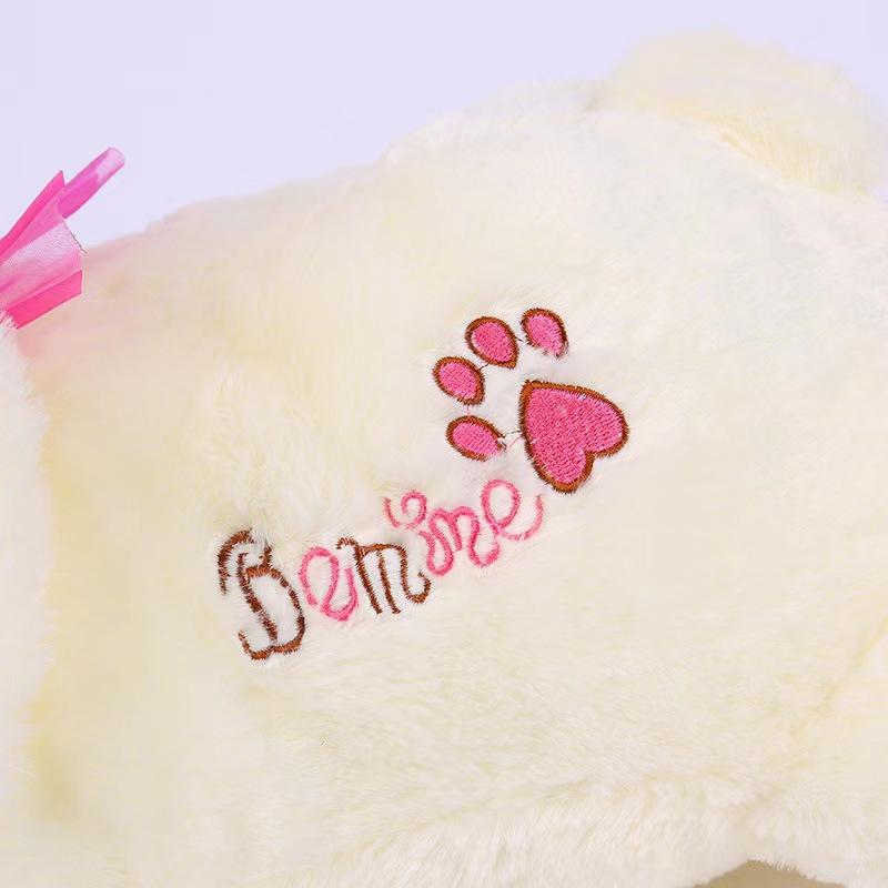 Embroidered Letters White Dog Plush Toy Throw Pillow Car Trunk Decoration Doll Smiling Face Dog