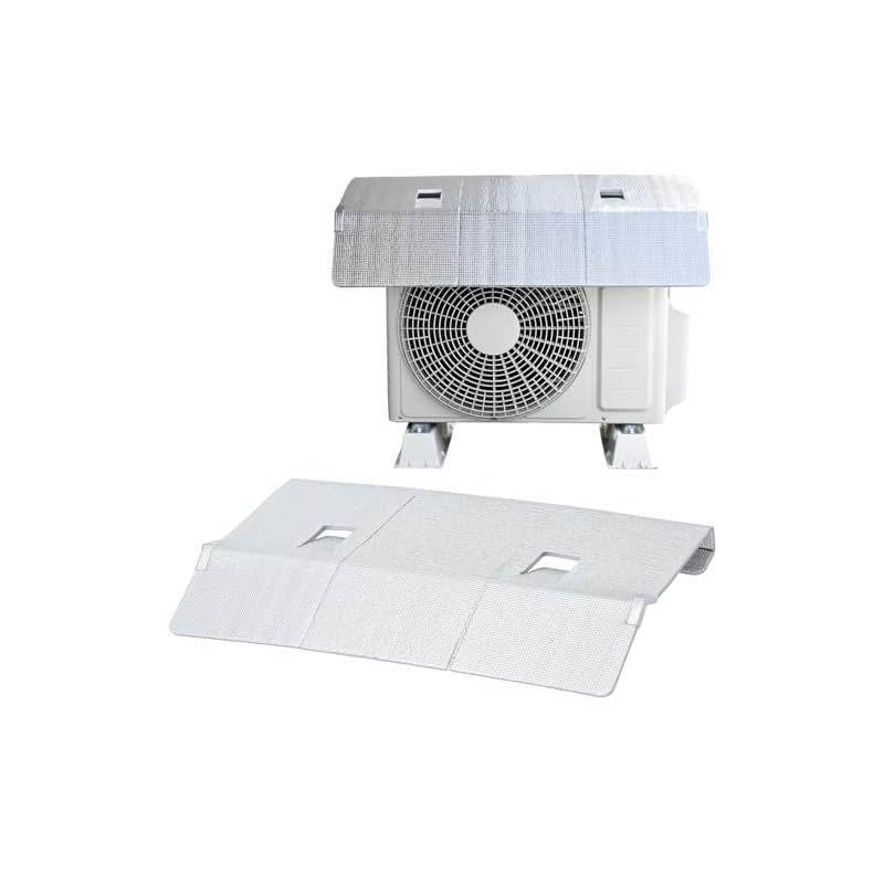 YAMAZEN Air Conditioner Outdoor Unit Cover with Awning, Aluminum, 84cm (W) X 60cm (D), Strong Magnetic Closure, Multiple Ventilation Holes, Easy