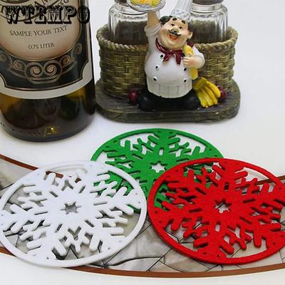 20 PIÈCES Tapis Décoratifs de Noël Nouveaux Sous-Verres Absorbants en Feutre Maison Tampons d'Isolation Thermique Sets de Table Nouveaux Sous-Verres pour Tasses à Thé