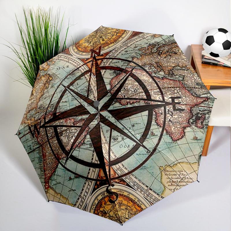 Navigational Compass Umbrella Automatic Open/close, Sturdy Iron Frame & 8-Rib Struct, Umbrella for Women & Men, Christmas Gifts