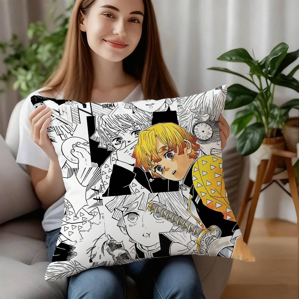 D-Demon S-Slayer Pillow Case Plush Fabric Soft Pillowcase Double Sided Print Cushion Cover Household Gifts